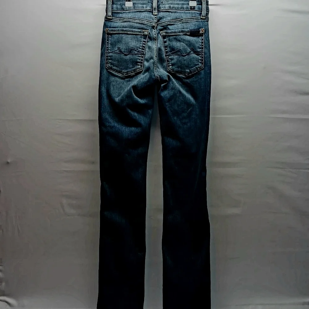 7 For All Mankind Ladies 24 Kimmie Straight Leg Designer Blue Denim Jeans, USA - Picture 4 of 12